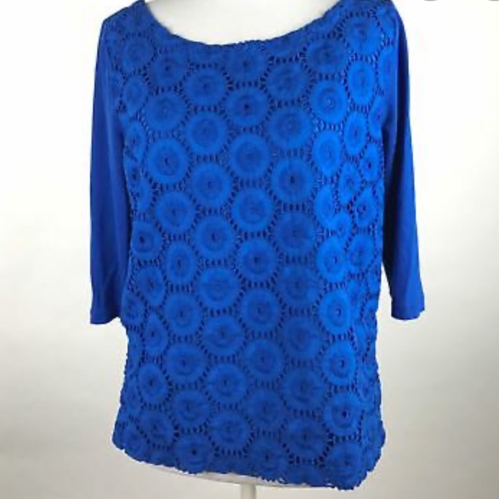 J Crew ring around eyelet top royal blue size M